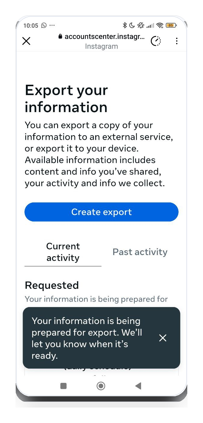 Export being prepared