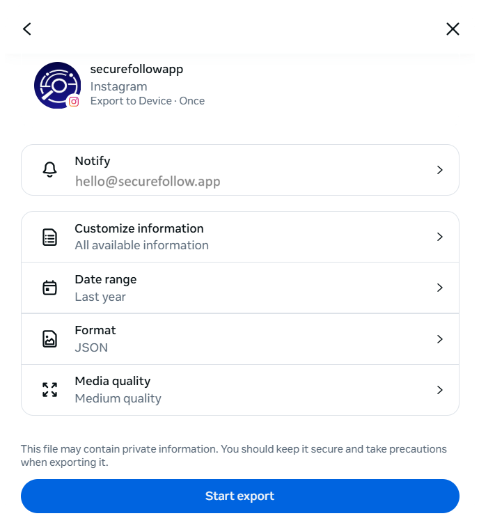 Review export summary